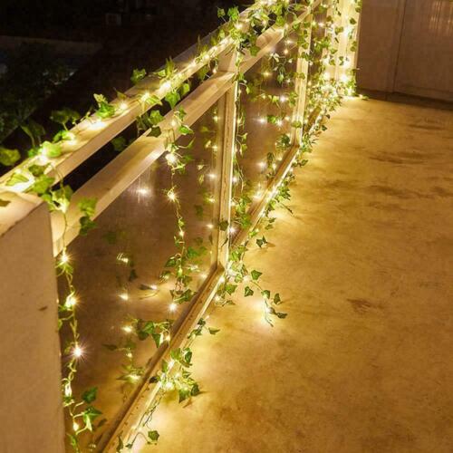 10/20M LED Solar Powered Ivy Fairy String Lights Garden Outdoor Wall Fence Light