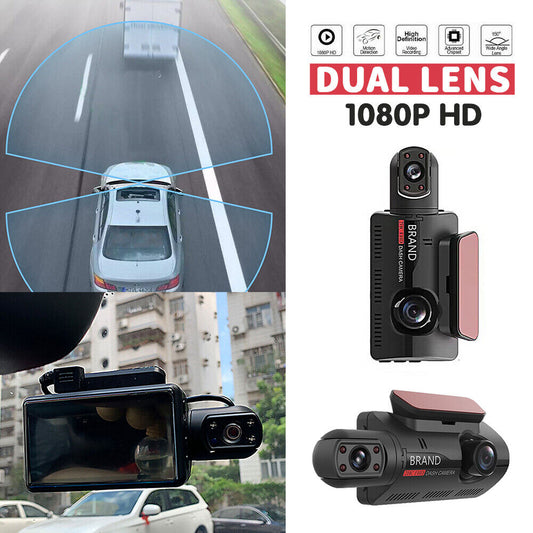 Uber Car 3" 1080P Dual Dash Cam IR Night Vision Video Recorder Camera G sensor