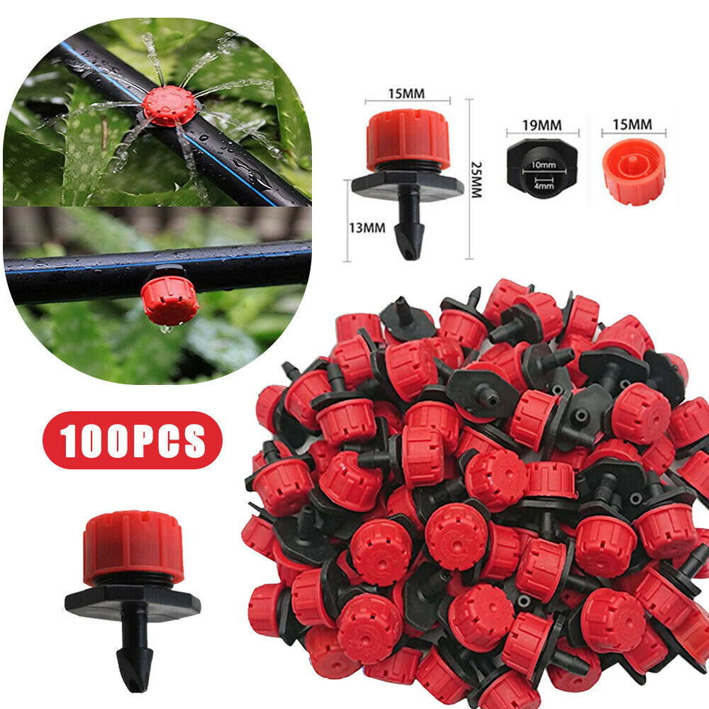 100Pcs Micro Flow Dripper Drip Head Garden Hose Sprinklers Adjustable Irrigation