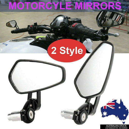 2pcs 7/8'' Motorbike Side Mirror Handle Bar End Rearview Motorcycle Moto Wing AU