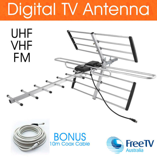 New TV Antenna 32 Element Log Periodic Outdoor UHF VHF FM HDTV Digital Aerial