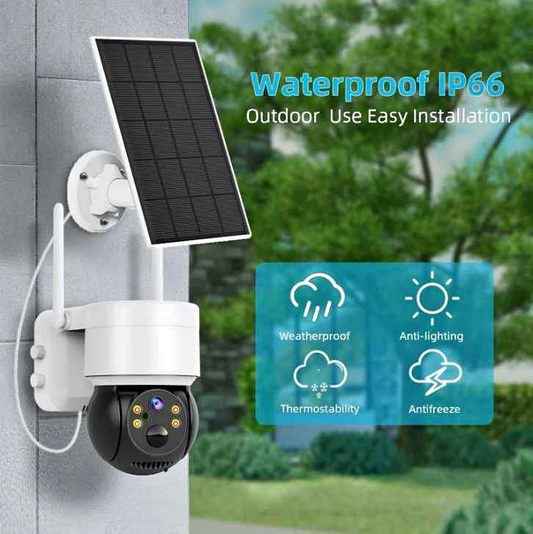 Solar Security Camera Battery Powered Outdoor Wireless WiFi CCTV PTZ Camera IP