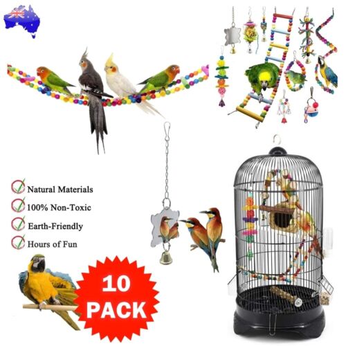 10X Pet Colorful Parrot Bird Rope Cage Perch Bungee Hanging Swing Ladder Toys AU