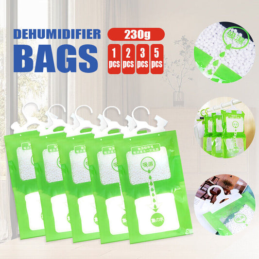 1/2/3/5x Hanging Wardrobe Dehumidifier Bags Stops Damp Mould Absorb Moisture