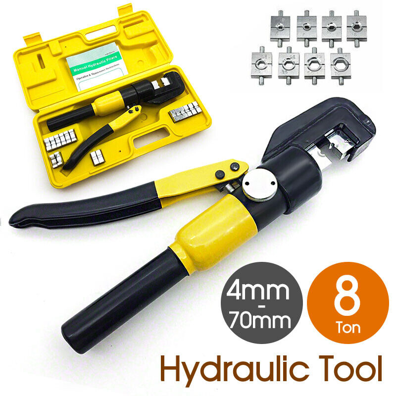 8 Ton Hydraulic Terminal Crimper Cable Wire Force Tool Kit 9 Die 4mm-70mm AU