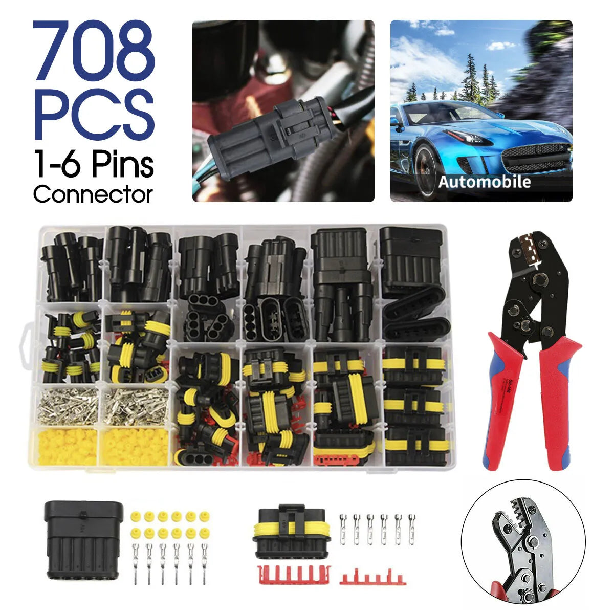 708Pcs Car Automotive Waterproof Electrical Wire Connector Plug 1-6 Pin Kit AU