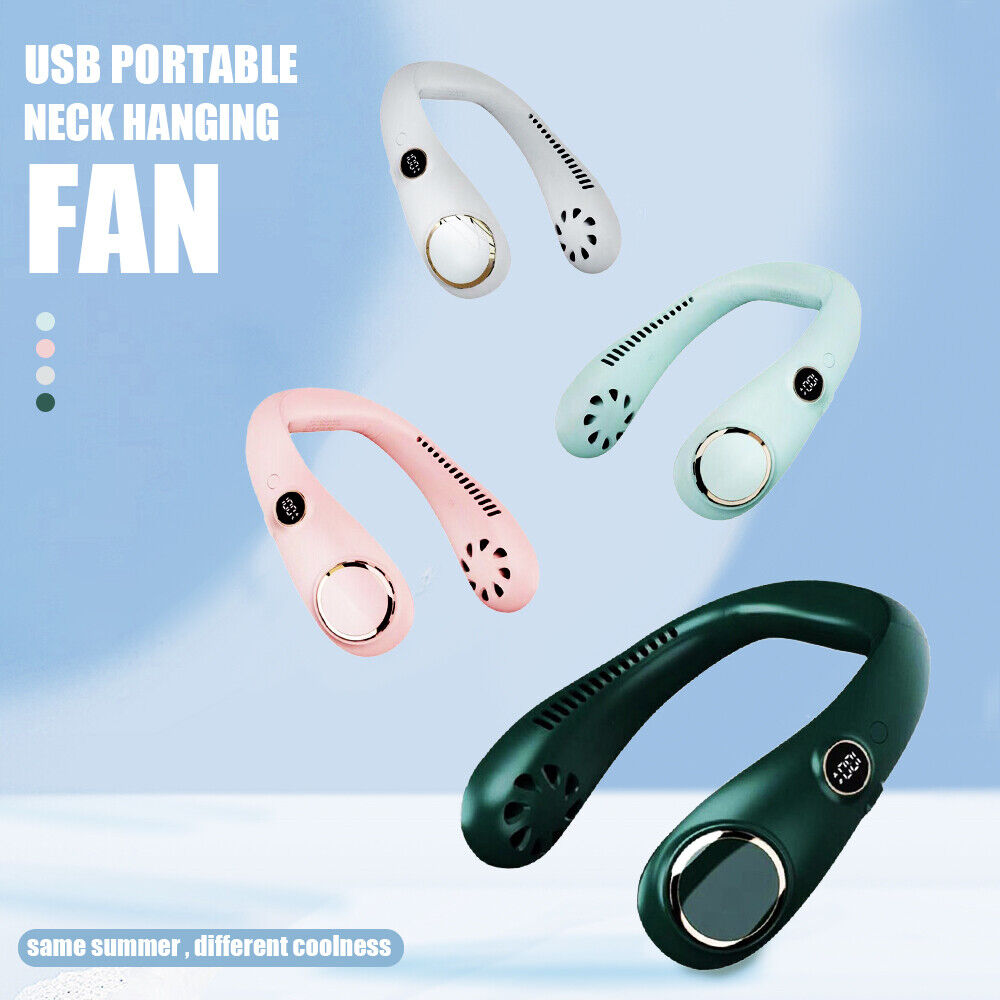 Rechargeable Portable Leafless Neck Fan Cooler Dual Effect Cooling Neckband USB