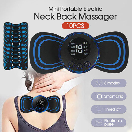 Mini Portable Electric Neck Back Massager EMS Cervical Massage Patch Relief Pain