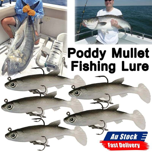 Soft Plastic Poddy Mullet Vibe Lures Flathead Jig Heads Barra Cod Fishing Tackle