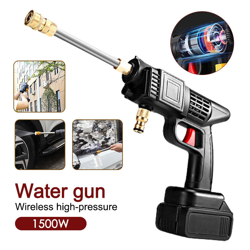 1500W Cordless Electric High Pressure Water Spray Car Gun Portable Washer Clean