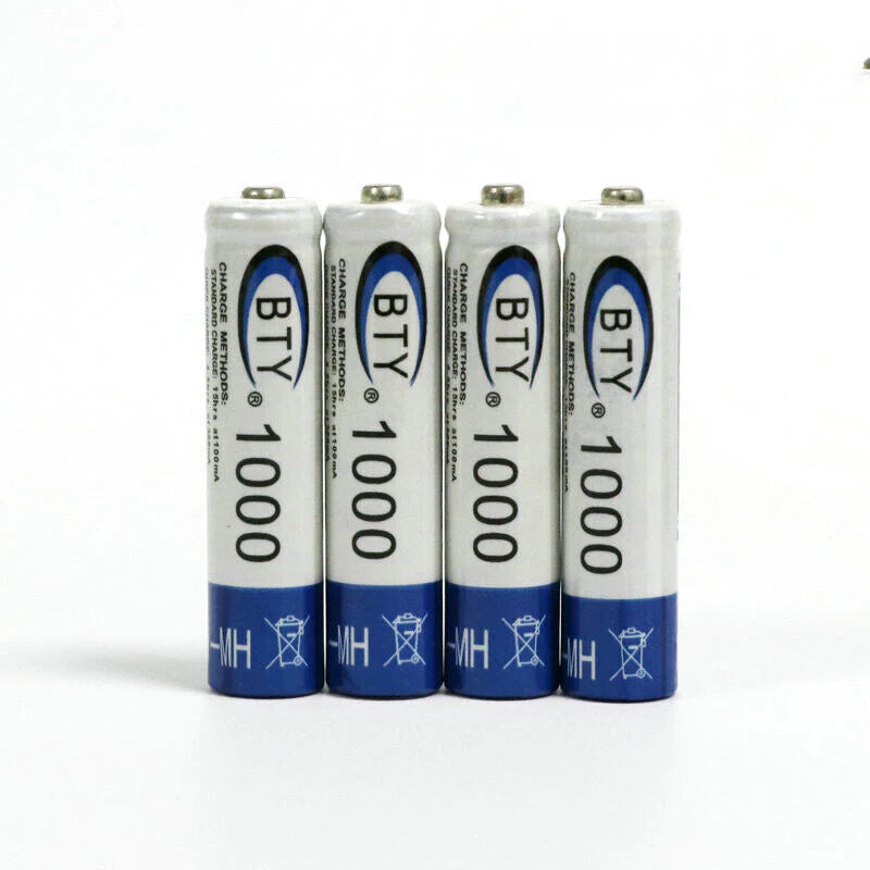 4x 1000mAh AAA Rechargeable Battery NI-MH 1.2V Recharge Batteries