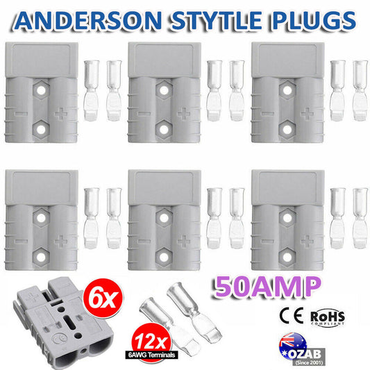 6X Anderson Style Plug Exterior DC Solar Caravan Power 50 AMP 12-24V Connectors
