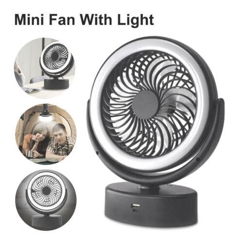 Portable 360° Mini Fan Travel Rechargeable USB Clip On Desk Fan With Light Au