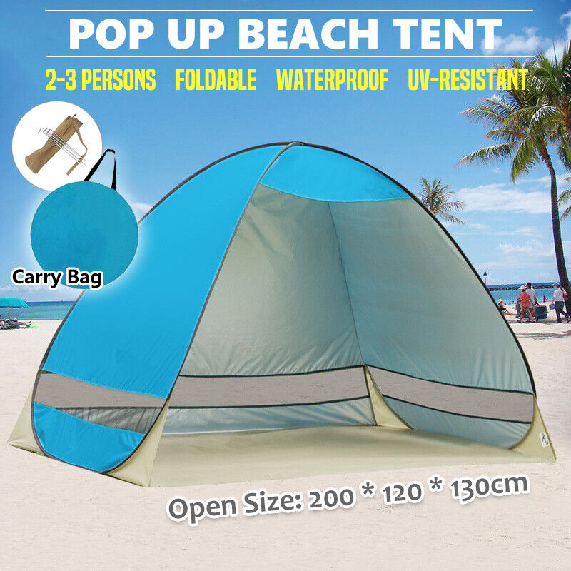 Pop Up Portable Beach Tent Canopy Sun Shade Shelter Summer Camping 2-3 Persons