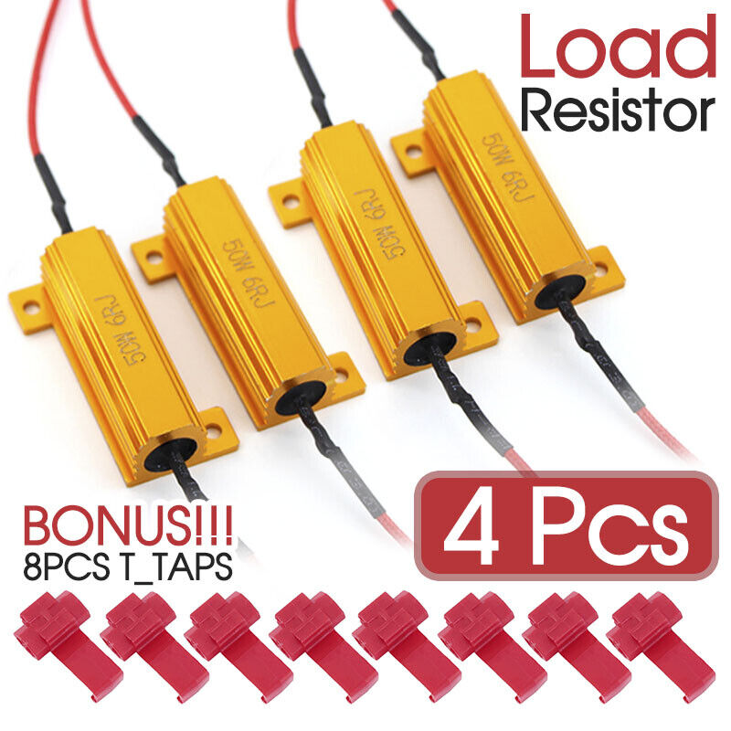 4pcs LED Indicator Flasher Relay Load Resistor Bulbs Ballast 50W 12V 6Ω