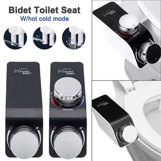 Bidet Toilet Seat Dual Nozzles Self-Cleaning Wash Hot Cold Mixer Water Sprayer