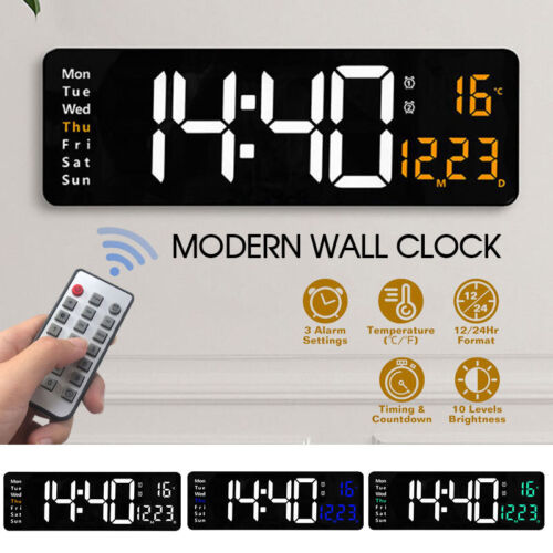 LED Large Big Jumbo Wall Desk Clock Digital Display With Calendar Temperature AU