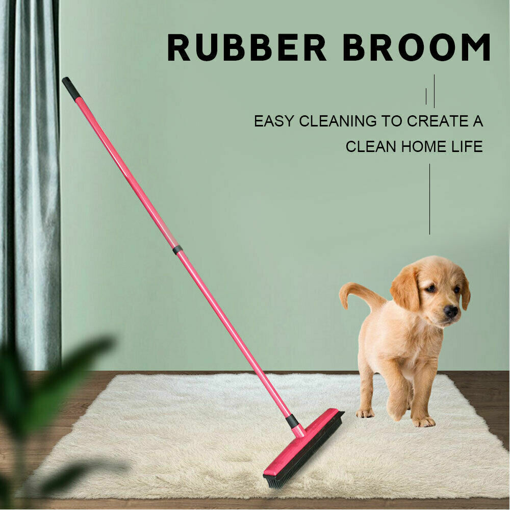 Rubber Broom For Dog Cat Pet Hair Car Windows Handle Sweeper Squeegee Floor NEW