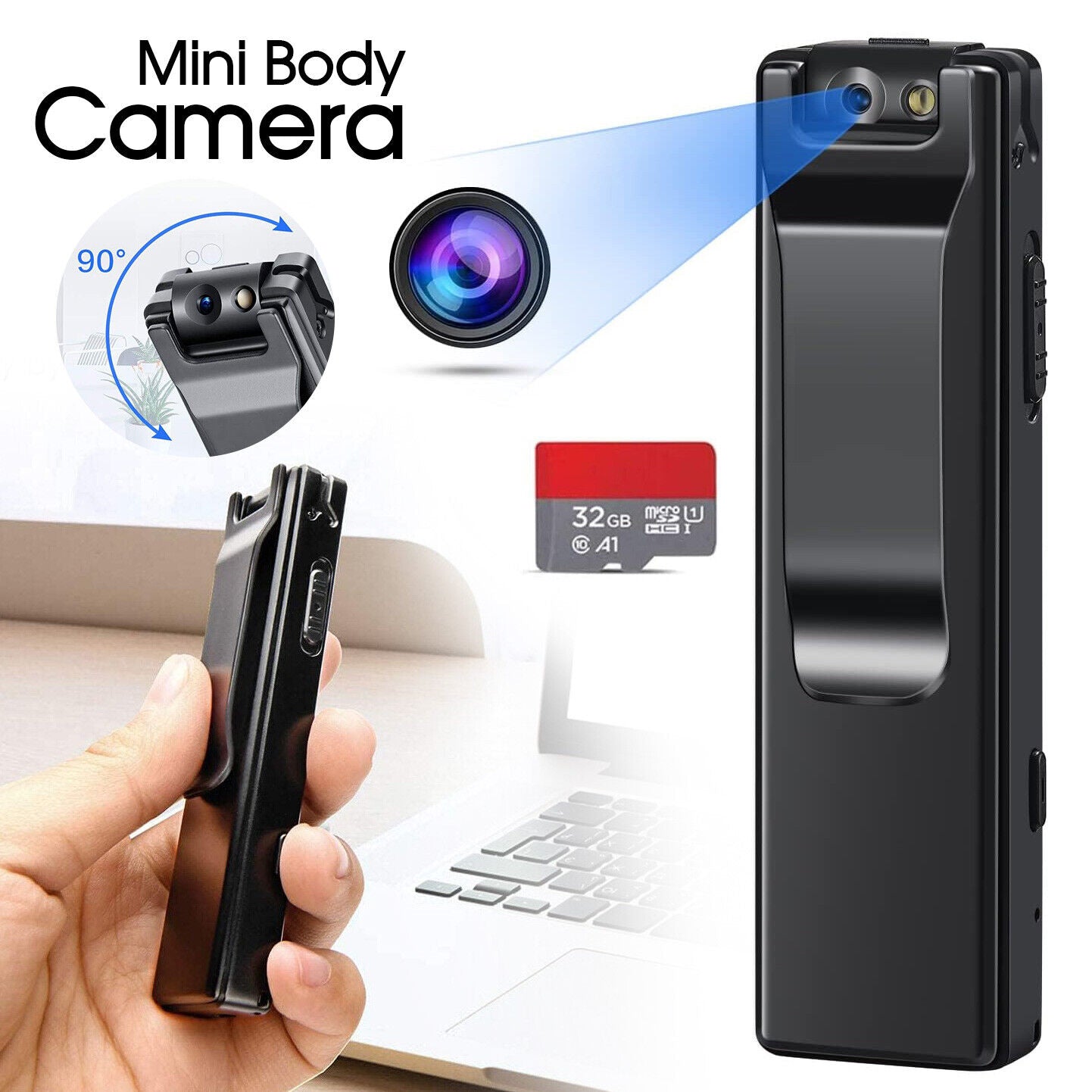 Mini Body Camera & Clips 1080P Small Micro Camera Audio Video Wearable Portable