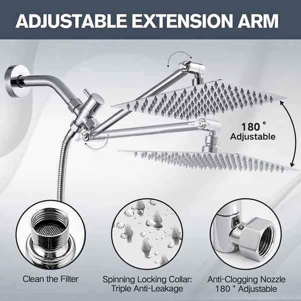 new rain shower head 8 inch handheld spray combo with ON/OFF Pause Switch