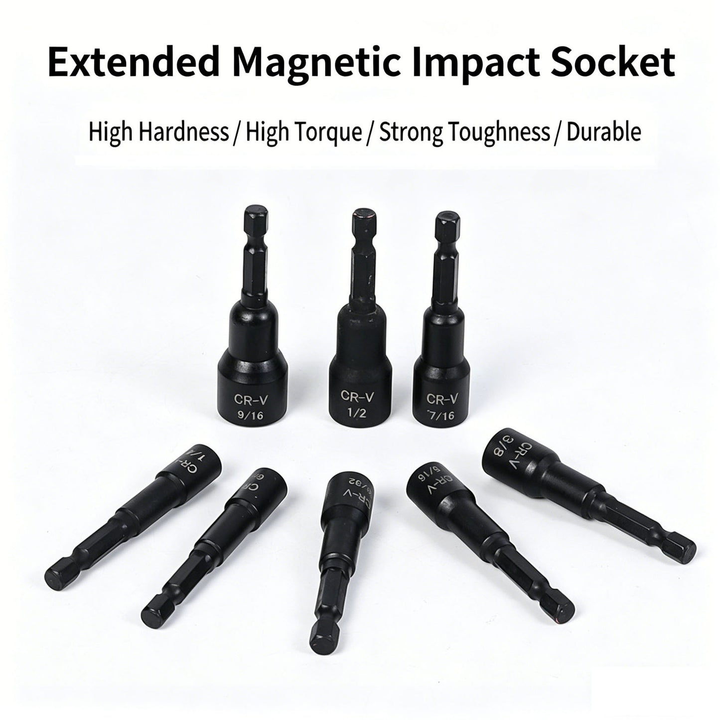 Magnetic Impact Nut Driver Set 15Pcs SAE & Metric 14 Inch Quick Change