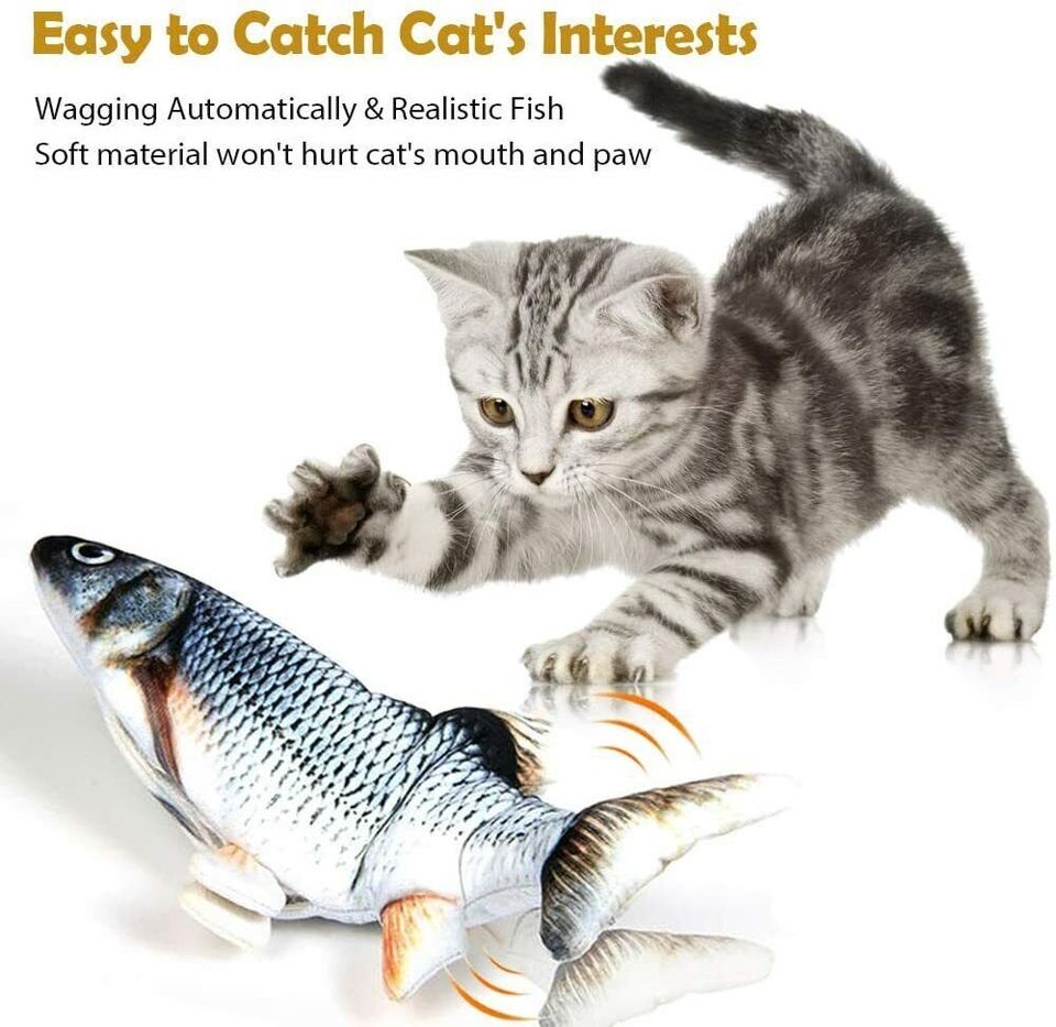 Cat Wagging Fish Electric Realistic Plush Simulation Interactive Fish Plush Toys