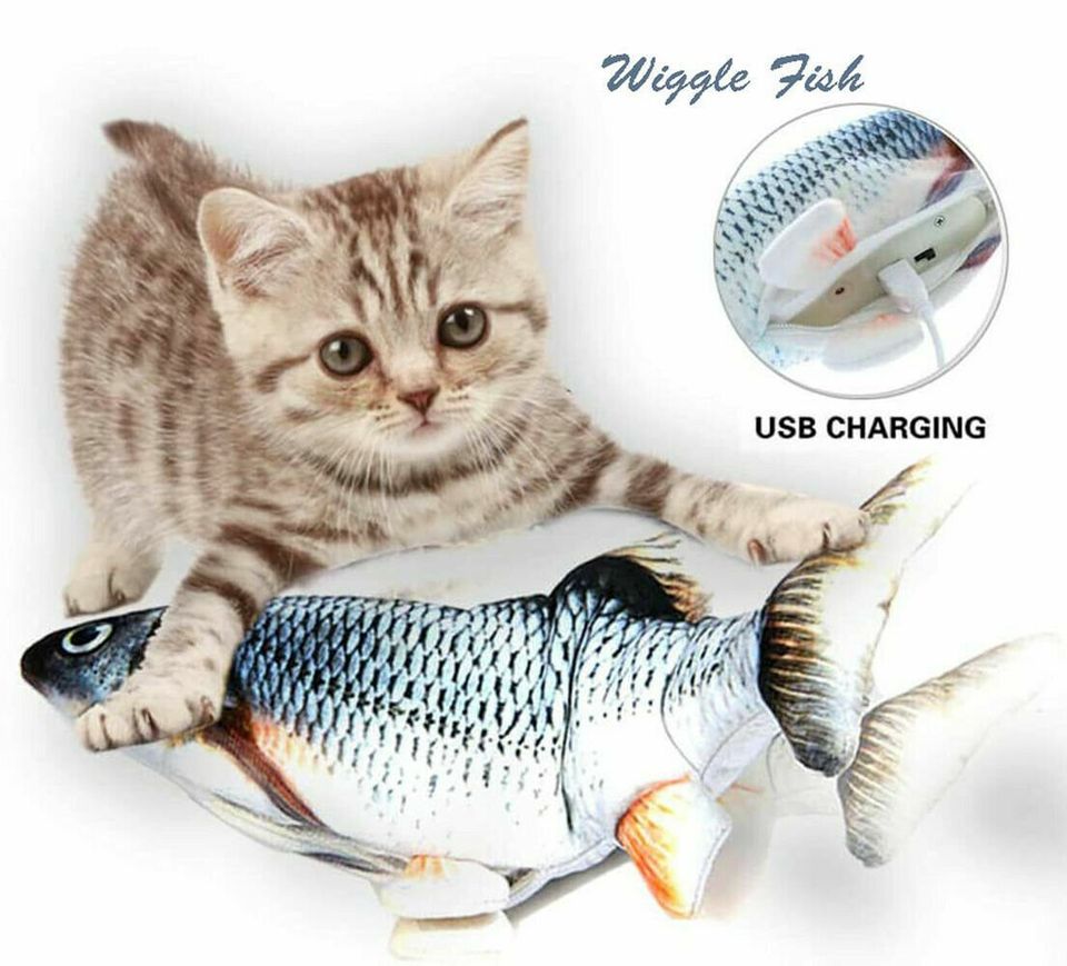 Cat Wagging Fish Electric Realistic Plush Simulation Interactive Fish Plush Toys