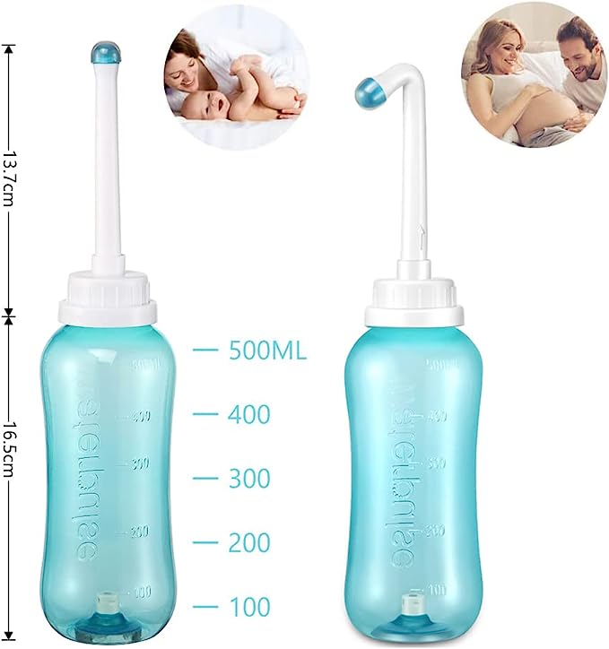 Bum Shower, Mobile Travel Bidet for Soothing Postpartum Care, 500 ml Peri Bottle Intimate Shower for Women and Baby