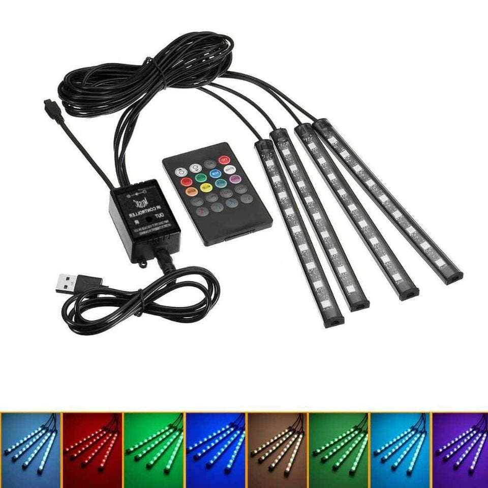 4X 5V 9LED RGB usb LED Strip Lights Wireless Remote Control Music