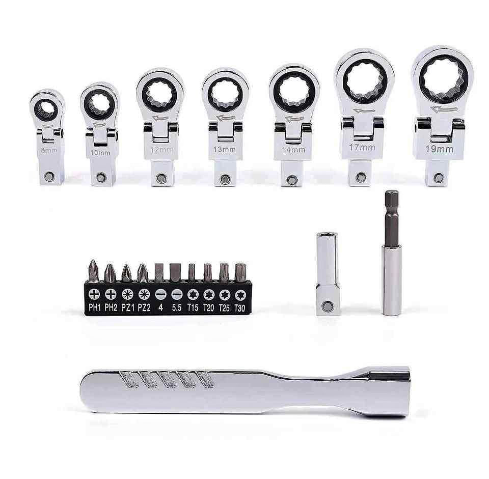 NEW 8-piece set of oscillating head removable ratchet wrench 180° rotating oscillating signal