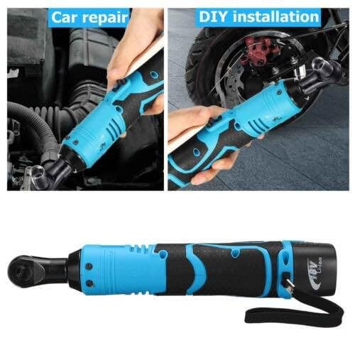 Cordless Electric Ratchet Right Angle Wrench Tool 3/8'' 18V 90° 100Nm +Battery