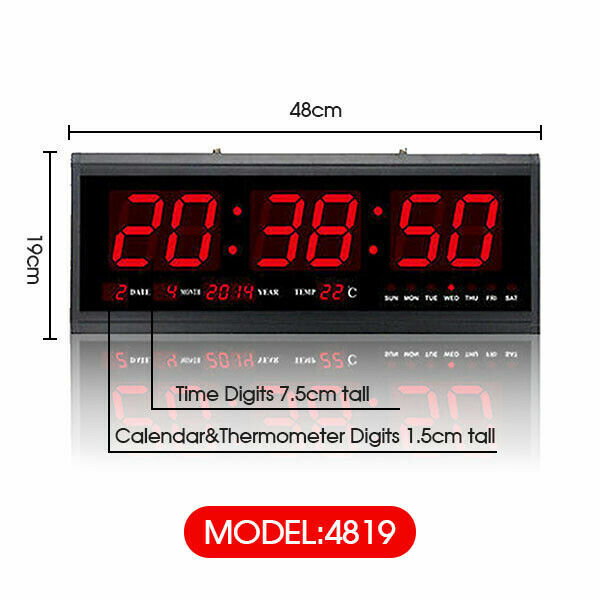 Digital Large Big Jumbo LED Wall Desk Clock Display With Calendar Temperature AU