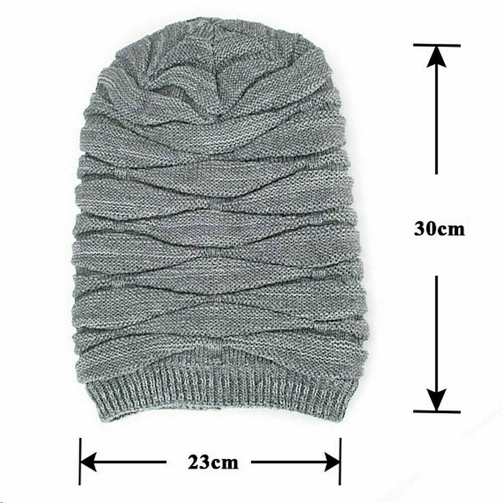 Winter Warm Unisex Women Men Hat Slouch Baggy Hat Beanie Ski Knitted 2 Layer