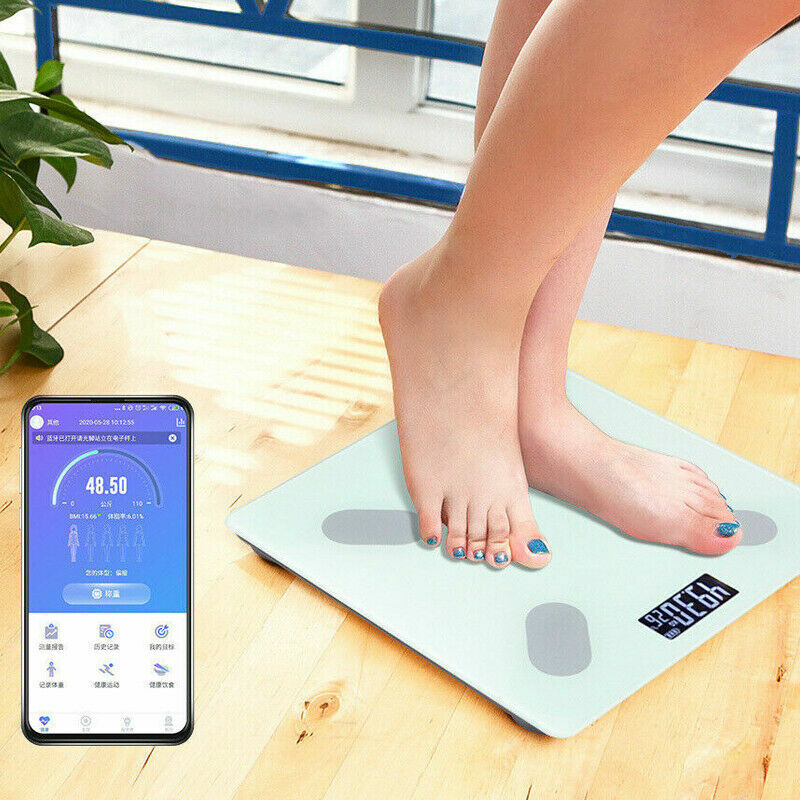 Wireless Digital Bathroom Body Fat Scale 180KG Bluetooth Scales Weight WHITE