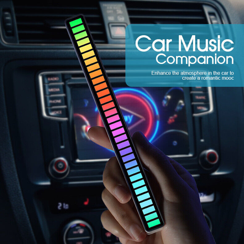 32LED RGB Voice Sound Activated Rhythm Bar Music Car Light Party Strip Tube Lamp