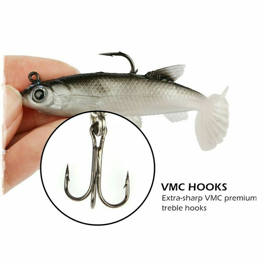 Soft Plastic Poddy Mullet Vibe Lures Flathead Jig Heads Barra Cod Fishing Tackle