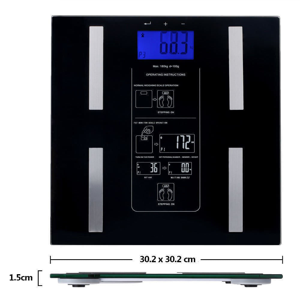 Electronic Digital Body Fat Scale LCD Display Weight BMI Gym Bathroom