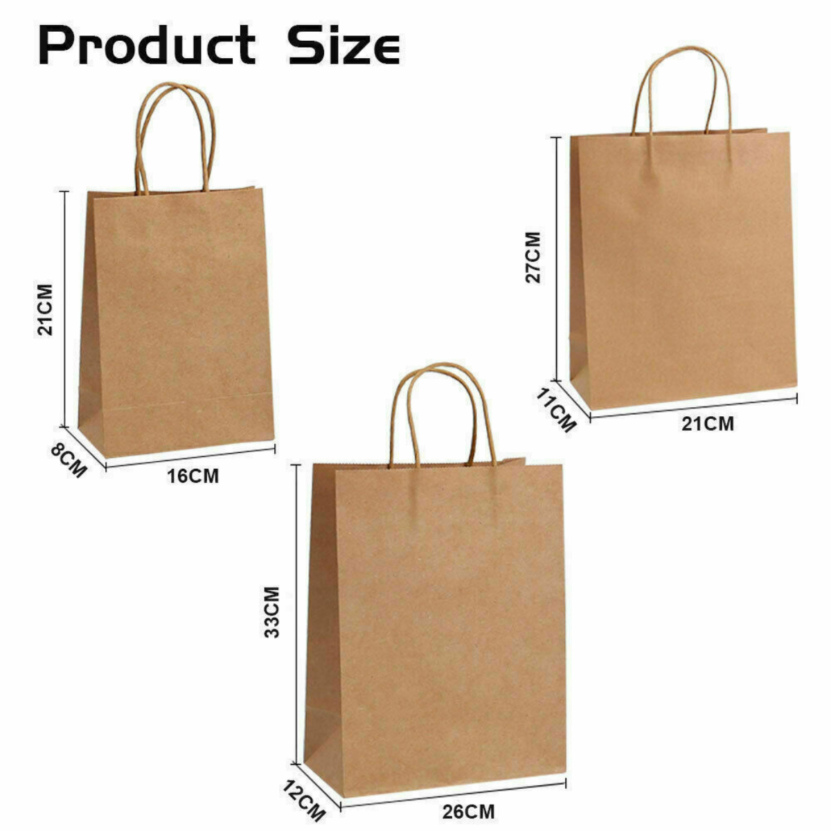 50pcs Bulk Kraft Paper Bags Gift Shopping Carry Craft Brown Bag with Handles AU