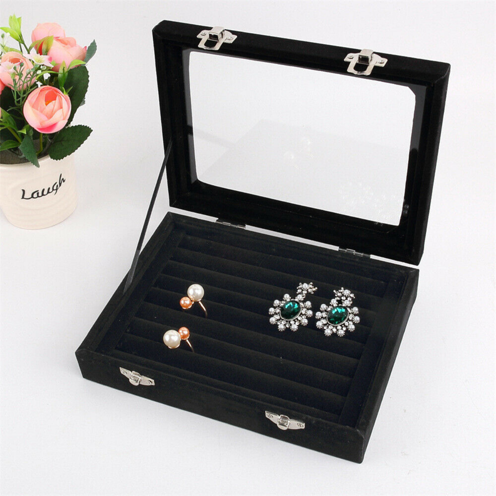 1/2x Jewelry Storage Case Tray Holder Display Earring Ring Ornament Organize Box