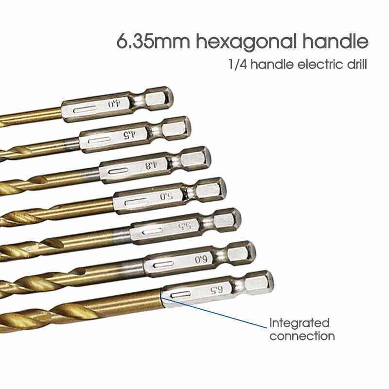 13 PCS Quick Change Hex Shank Drill Bits Set HSS Steel Wood Timber Drilling