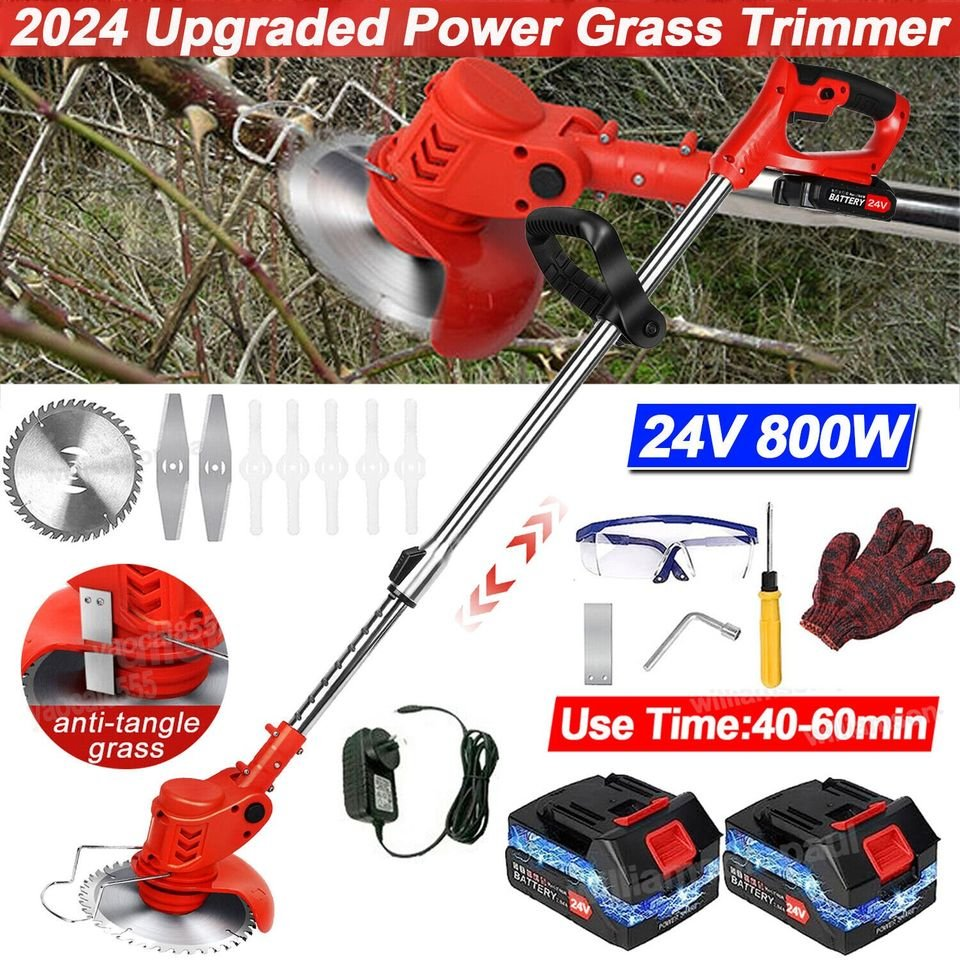 16pcs Cordless Electric Grass Trimmer Lawn Cutter Brush Mower Whipper Snipper