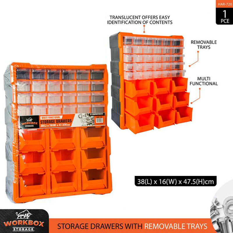 NEW Compartment Organiser Storage Drawers With Removeable Trays 33 Drawers AU