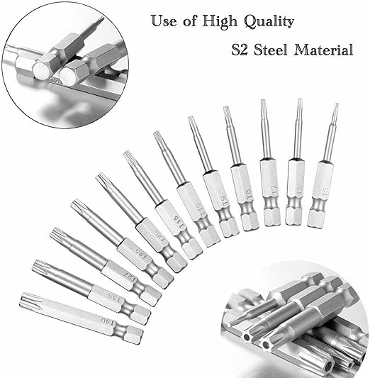 Torx Head Magnetic Screw Driver Bit Set 12pc Hex Shank Impact Power Tamper Proof