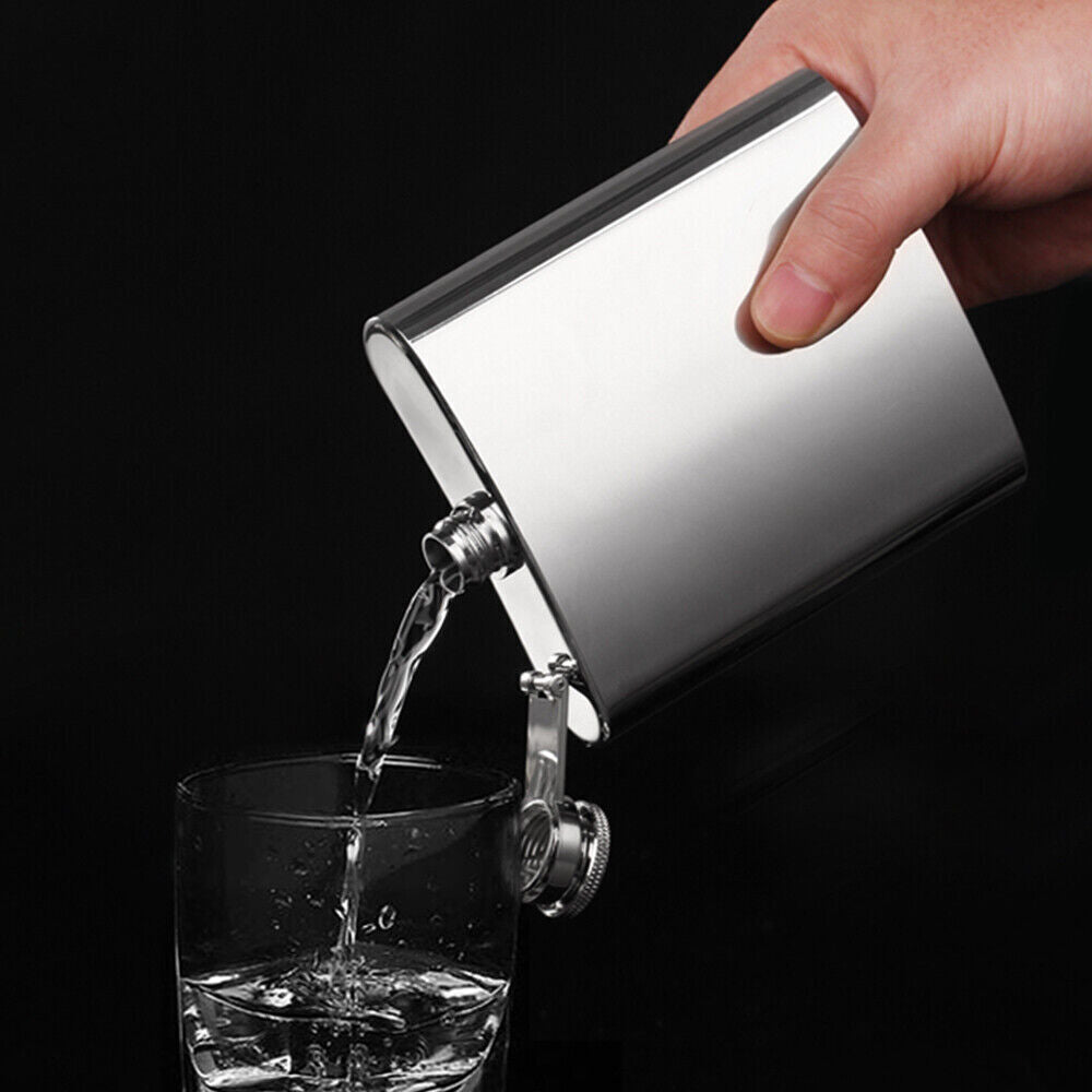 Stainless Steel Hip Liquor Whiskey Alcohol Flask Cap Pocket Wine Bottle 8-18oz