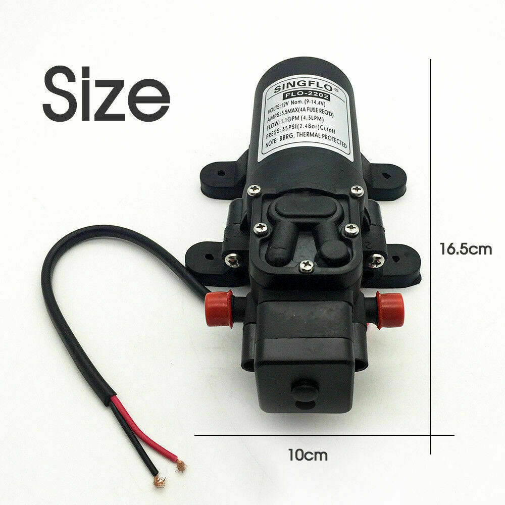 12V 4.3Lpm Self-Priming Water Pump High-Pressure Caravan Camping Boat AU Stock