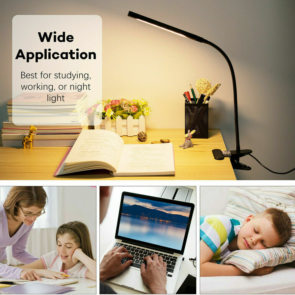 Clip On Desk Lamp Table Light Bedside Night Reading Led Eye Care USB Dimmable AU