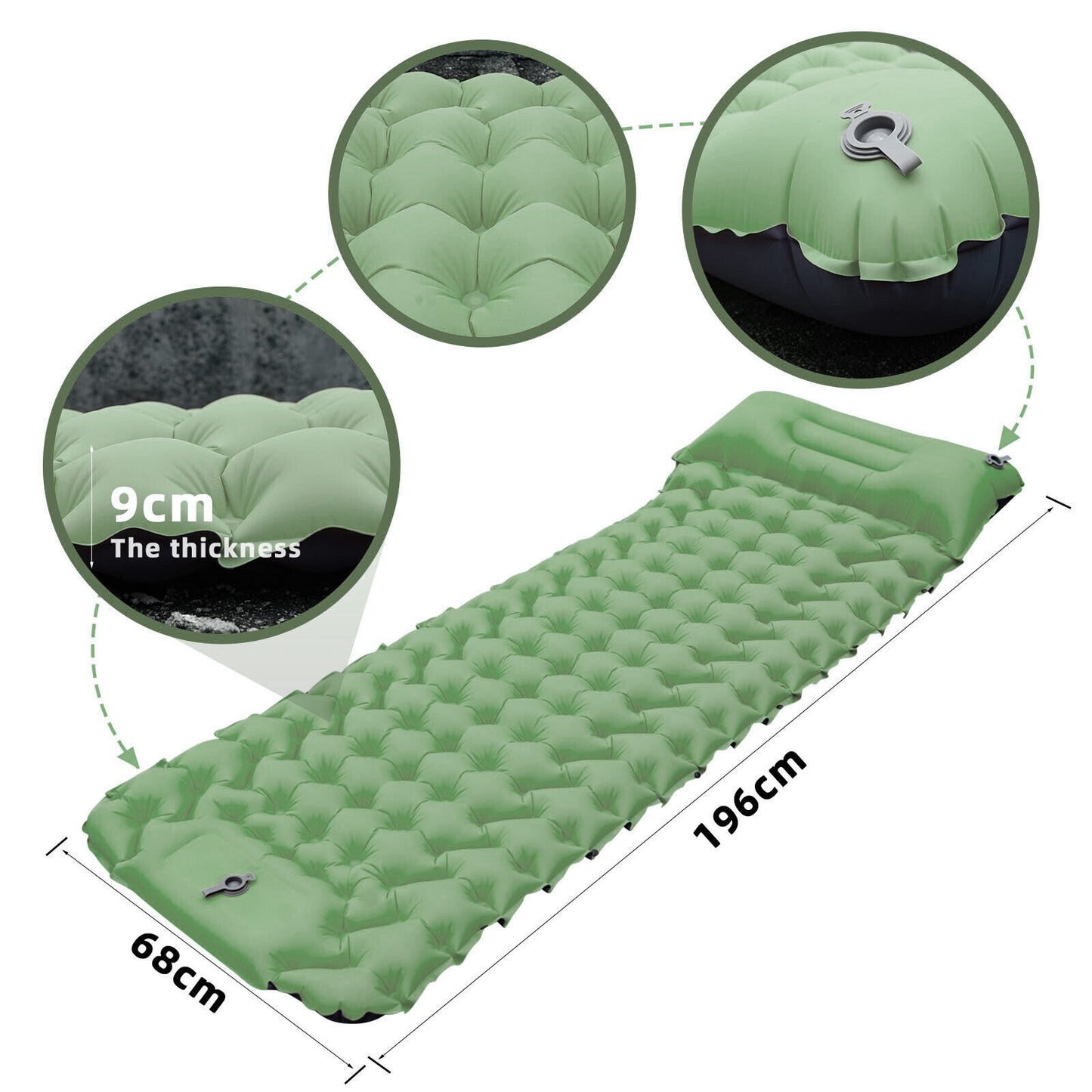 Self Inflating Mattress Camping Hiking Airbed Mat Sleeping with Pillow Bag Camp