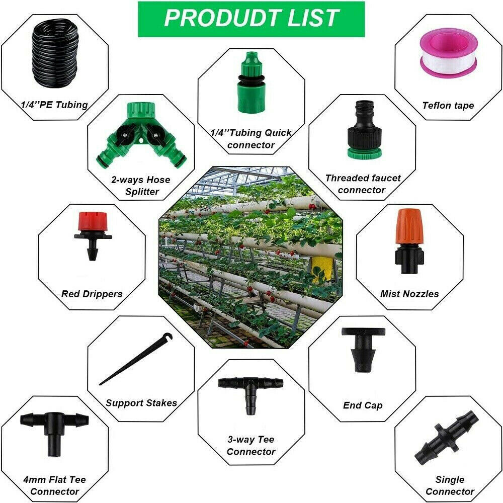 50M Hose Garden Irrigation System Plant Watering DIY Micro Drip Kits 201PCS /Set