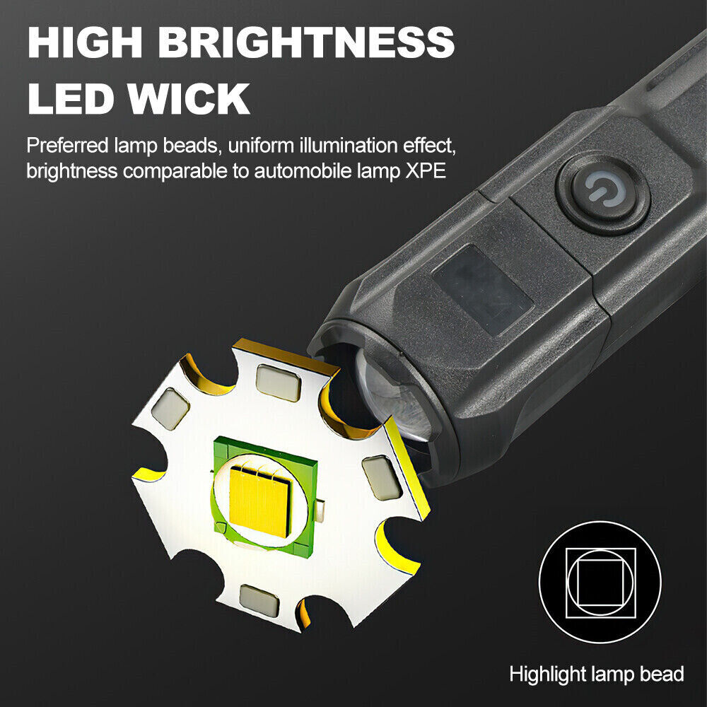 990000LM Torch CREE Led Flashlight USB Rechargeable Tactical Camp Zoomable Lamp