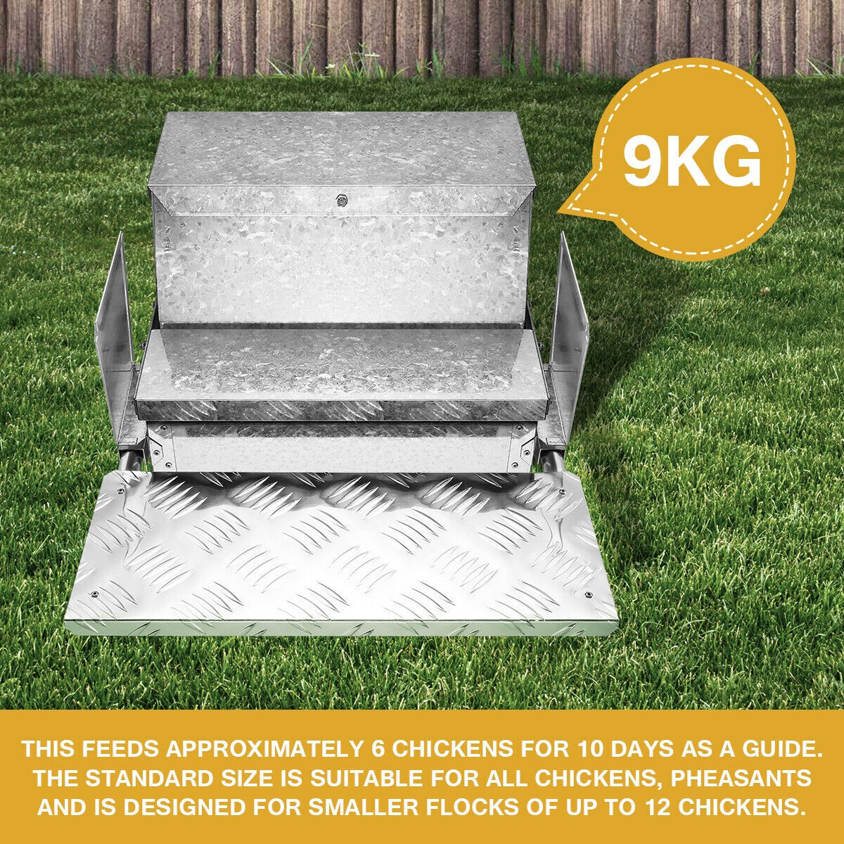 20LBS Auto Automatic Chicken Feeder Galvanized Poultry Chook Treadle Self Coop